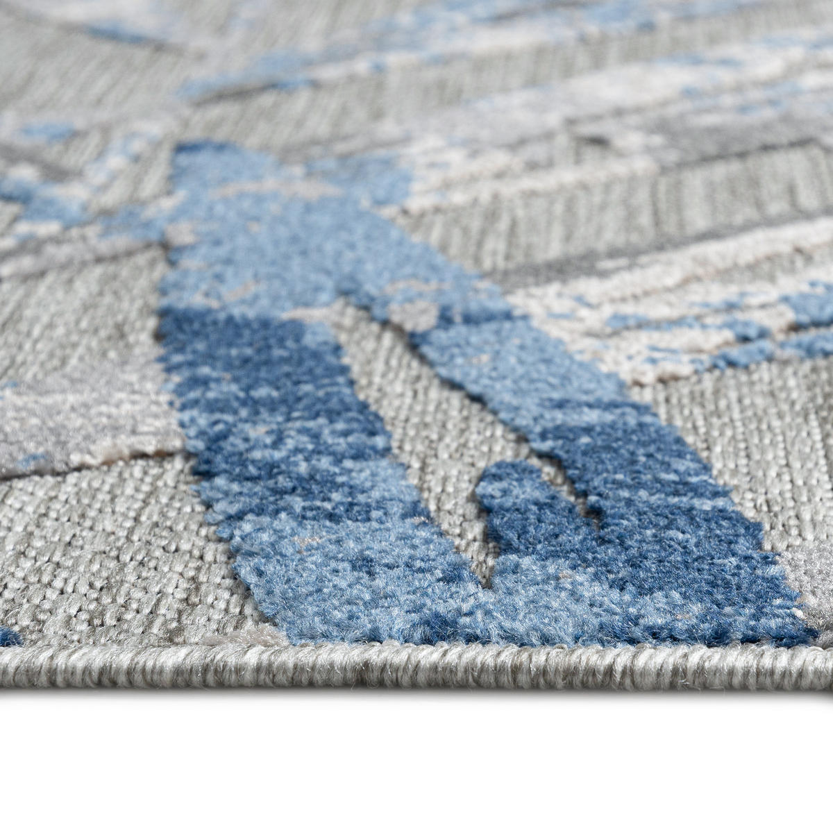 TEPPICH Outdoor Blue Pflanzlich Kurzflor Rechteckig Grey - 160x230 cm - Grau, Textil (160/230cm) - Mazovia