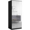 DREHTÜRENSCHRANK mit Spiegel Monza 2D 80 Schwarz - Schwarz/Grau, Holzwerkstoff/Metall (80/200/60cm) - mzm24