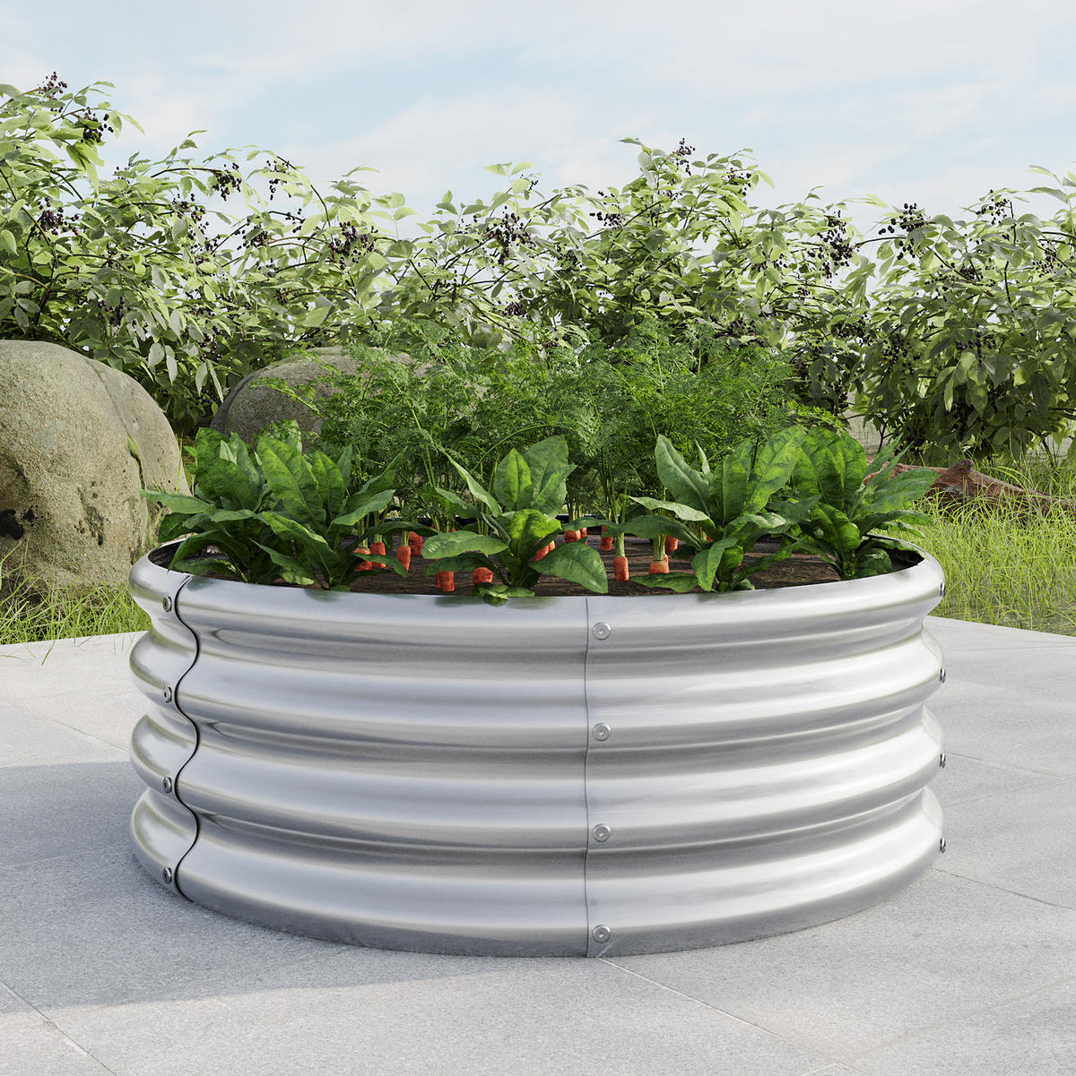 HOCHBEET 81.5/81.5/13 cm Silber - Silberfarben, Metall (80/30/80cm) - Oxeza