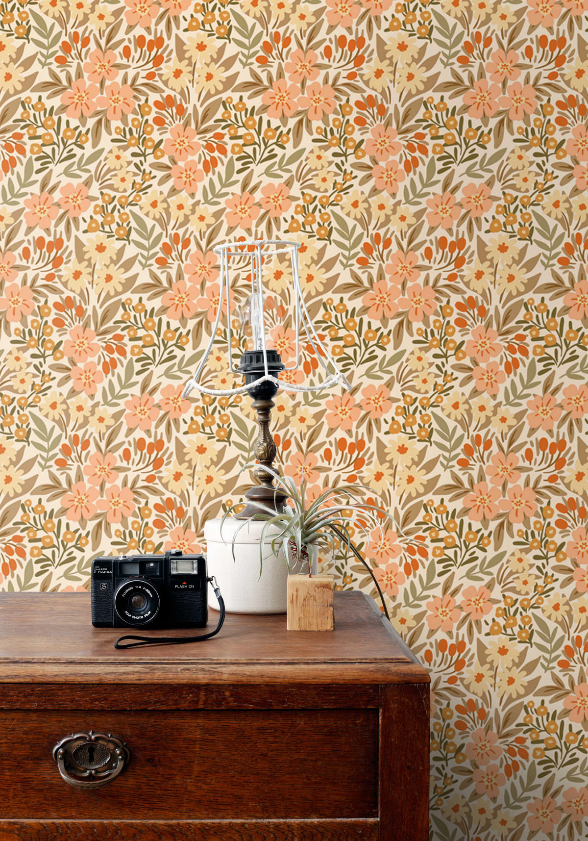 TAPETE Blumen 50 x 900 cm - Terracotta, Papier (50/900cm) - ESTAhome