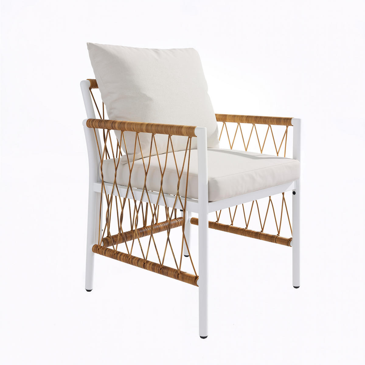 GARTENMÖBEL-SET Modernes 7-tlg. Weiß/Beige - Beige, Metall - ComfortXL