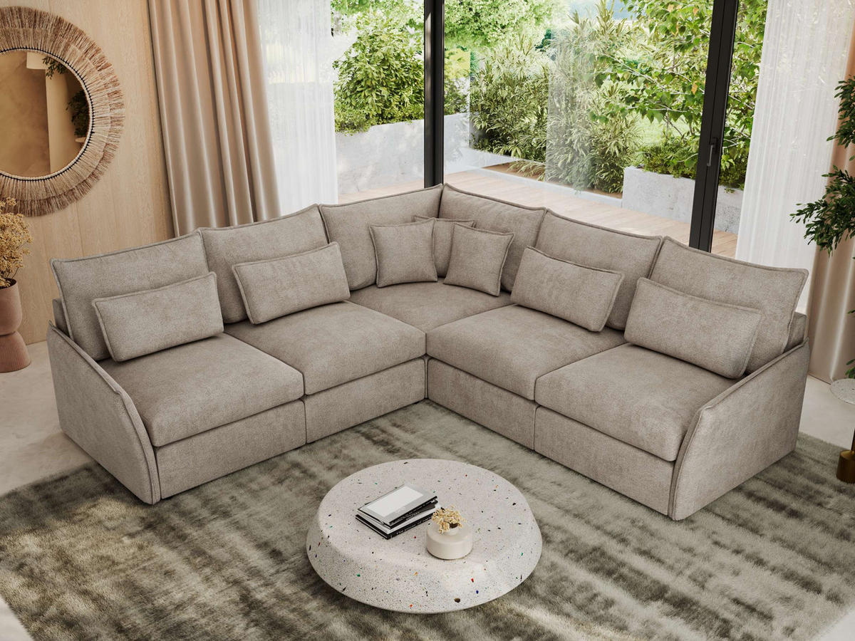 ECKSOFA VERSO L Beige Struktur - Beige/Schwarz, Kunststoff/Textil (270/270cm) - MKS