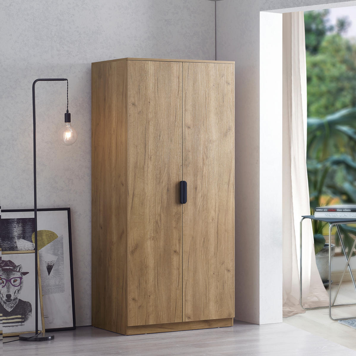 KLEIDERSCHRANK Eiselfing - Eichefarben, Holzwerkstoff (80/176/52cm) - [en.casa]