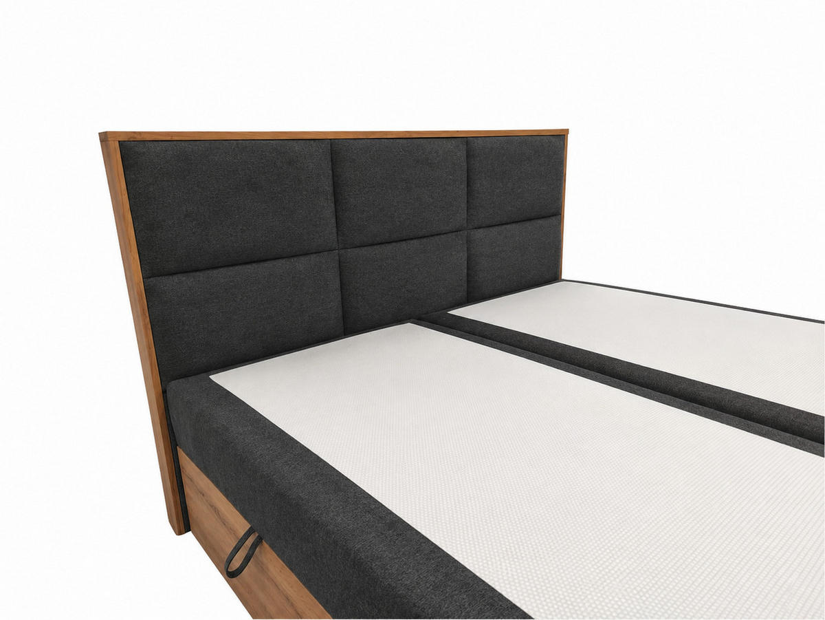 BOXSPRINGBETT Loly 140x200 cm H4 Taschenfederkern Anthrazit - Anthrazit, Textil (140/200cm) - KS Home Concept