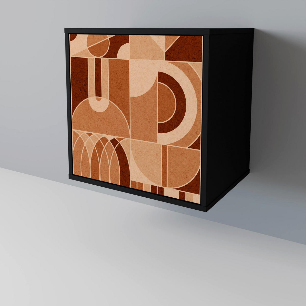 SIDEBOARD PRISM MOSAIC, Schwarz, 57,5x42x72,5 cm, Schwarze Metallfüße - Multicolor/Schwarz, Holzwerkstoff/Metall (57.5/72.5/42cm) - SpaceRebels