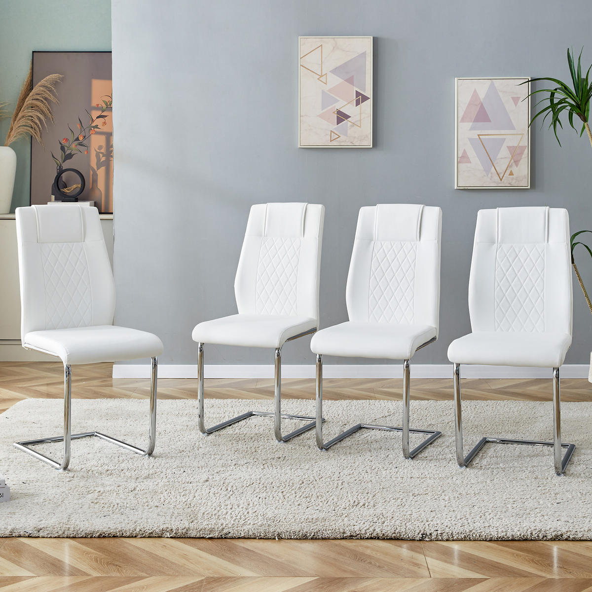 SCHWINGSTUHL DE-36497 4er-Set mit silbernen Metallbeinen Weiß - Silberfarben, Metall (48/97/41cm) - ComfortXL