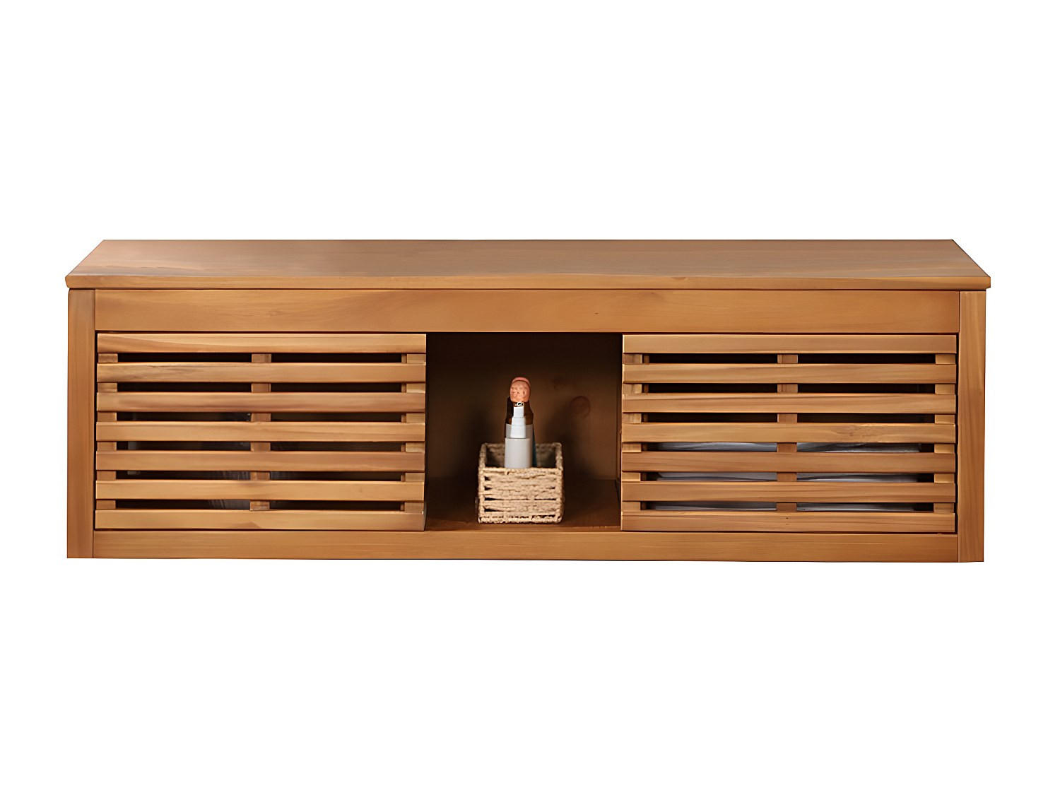 WASCHBECKENUNTERSCHRANK - 130 cm x 50 cm - Holz, Platte - Naturfarben Dunkel - PENEBEL - Naturfarben, Holz (130/40/50cm) - Vente-Unique
