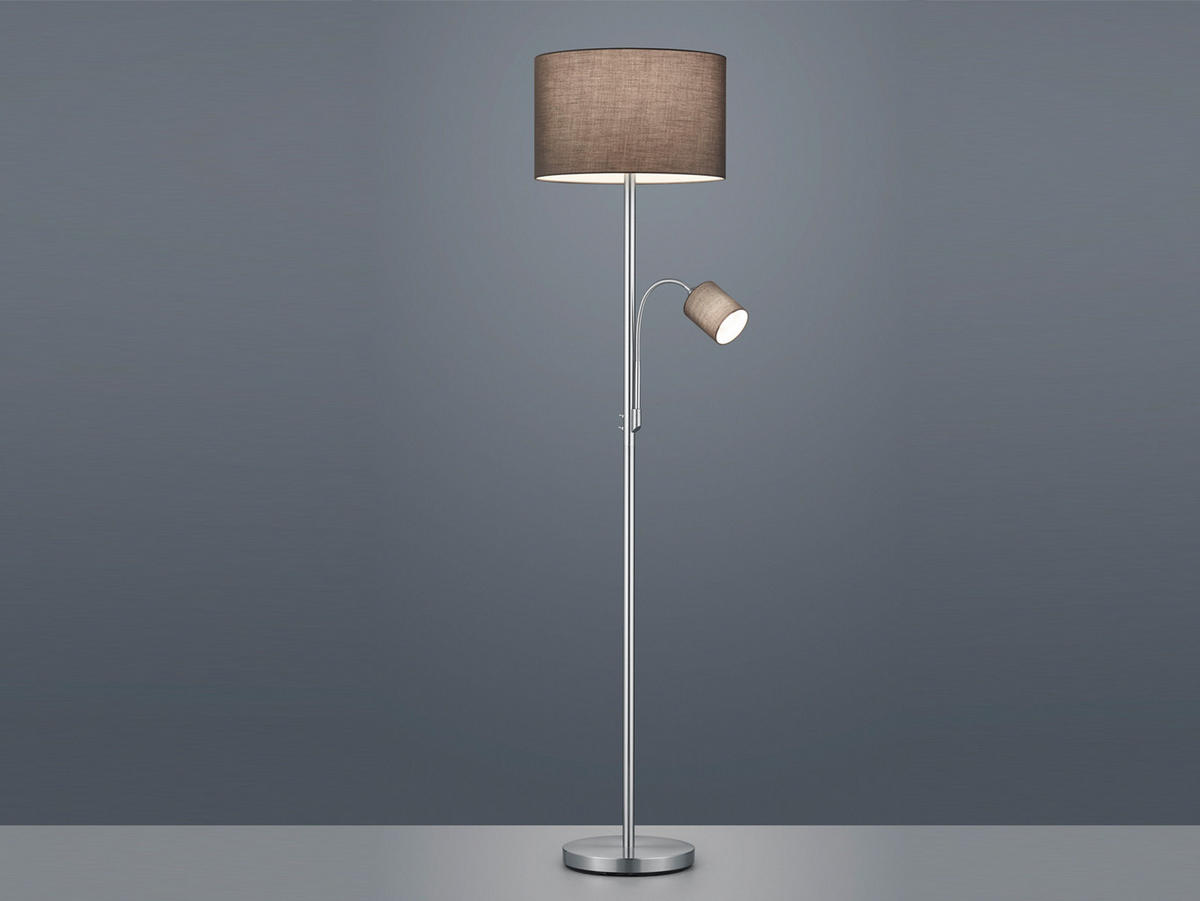 LED-STEHLAMPE Grau Höhe 170cm, mit Leselampe - Grau, Textil (40/40/170cm) - meineWunschleuchte