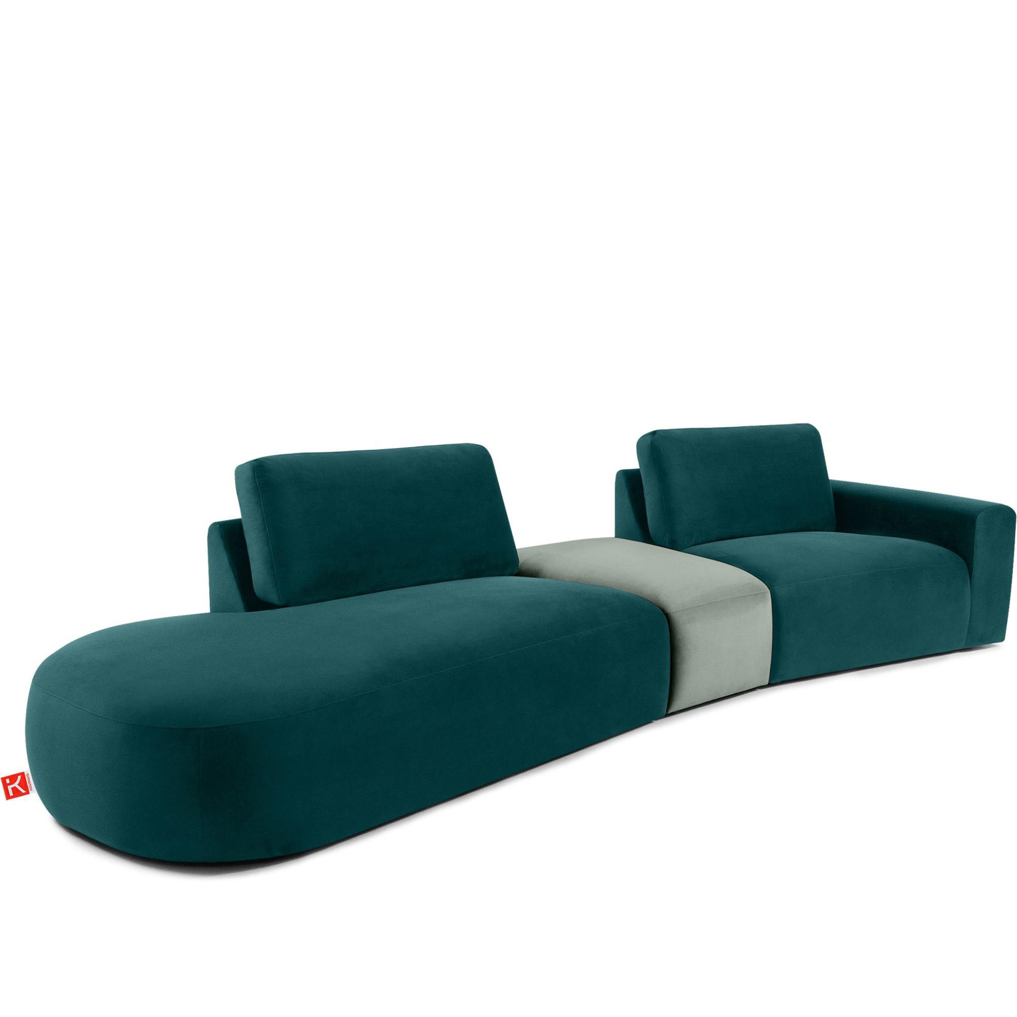 4-SITZER ECKSOFA ZUCCO Velour links, Mint - Mintgrün, Textil (350/84/105cm) - KONSIMO®