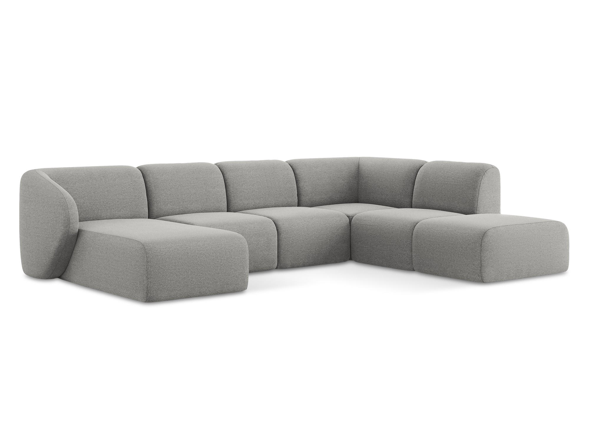 WOHNLANDSCHAFT Bouclé Stoff Grau - Hellgrau/Schwarz, Holzwerkstoff/Kunststoff (325/75/236cm) - Makamii