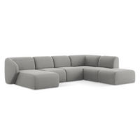 WOHNLANDSCHAFT Bouclé Stoff Grau - Hellgrau/Schwarz, Holzwerkstoff/Kunststoff (325/75/236cm) - Makamii