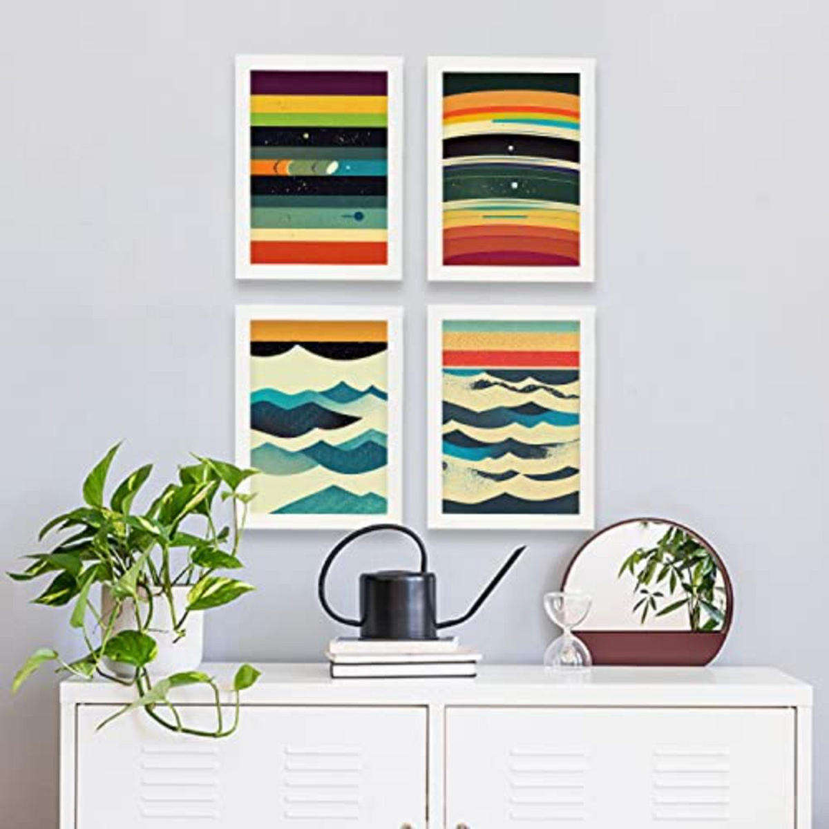 POSTER Set mit 4 Meer Abstrakt Moderne Galaxien A4 Rahmenlos - Klar, Papier (29.7/3cm) - Nacnic