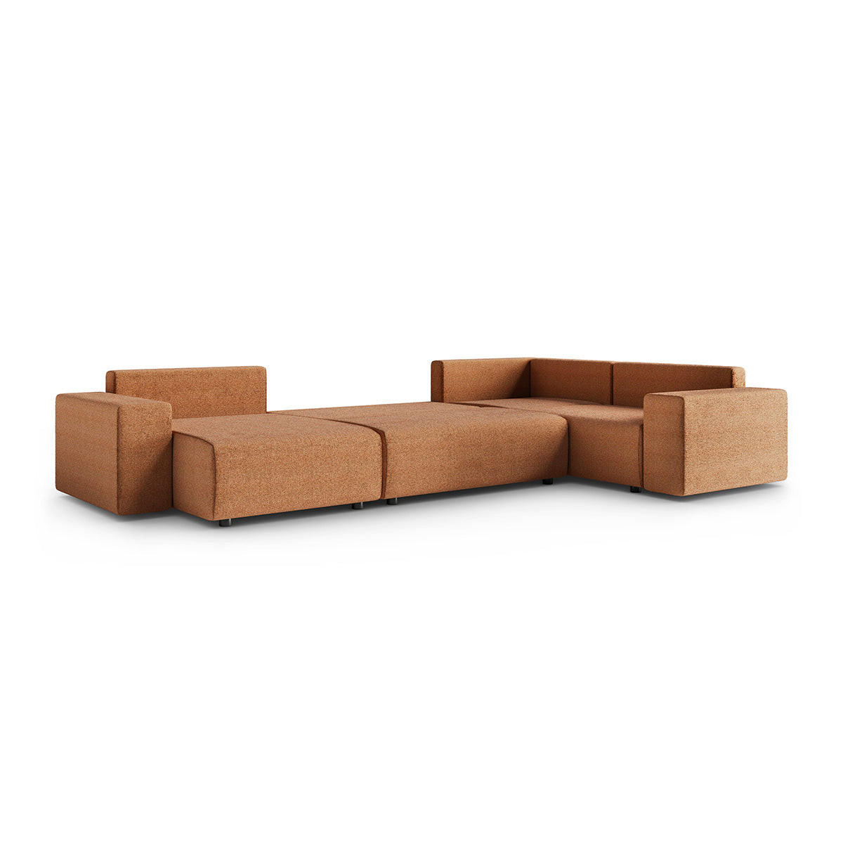 PANORAMASOFA Lorenzo 5 Sitzplätze Orange - Orange, Holz (378/85/236cm) - Petits-meubles