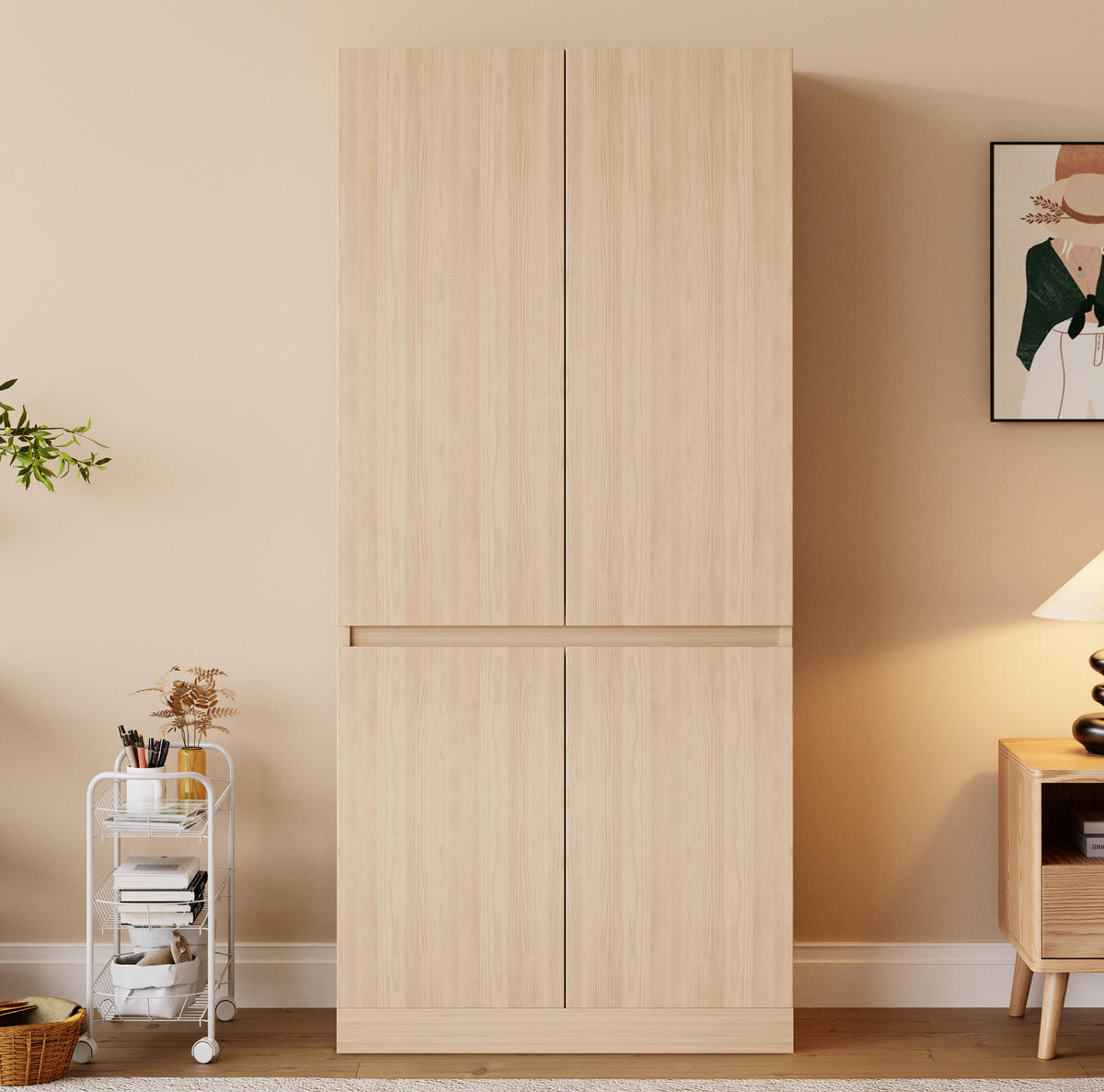 KLEIDERSCHRANK aus Holz 70x40x170 cm Naturholz mit Doppeltüren und großem Stauraum - Nussbaumfarben, Holzwerkstoff (70/170/40cm) - Modfu