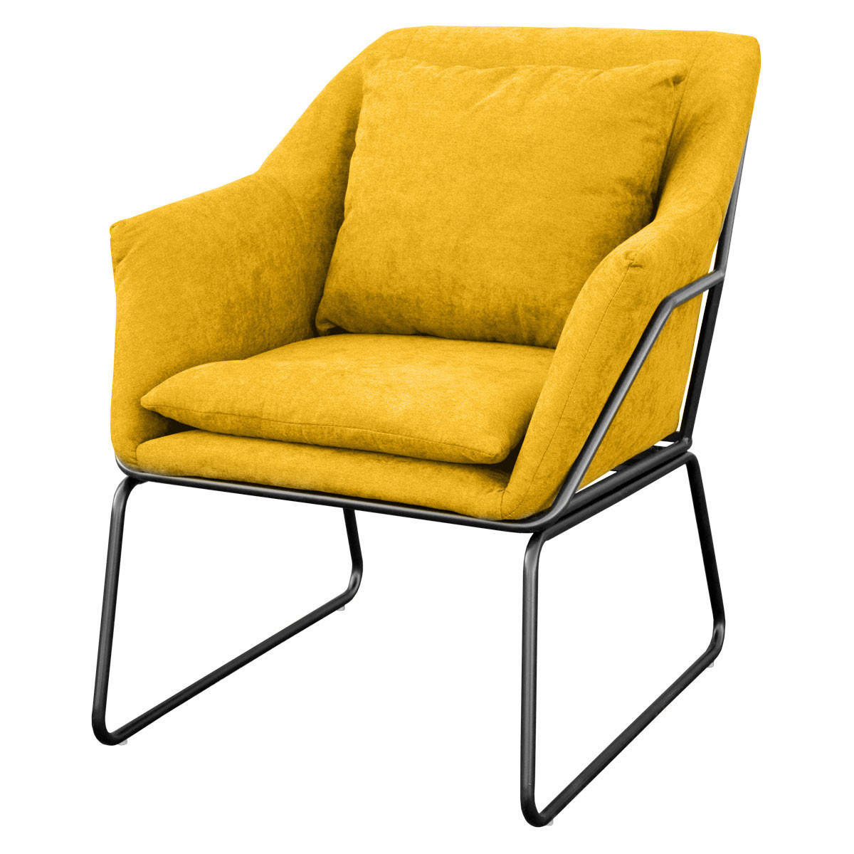 LOUNGESESSEL JOSIE Stoffbezug Gelb - Gelb/Schwarz, Textil (64/68/82cm) - SVITA