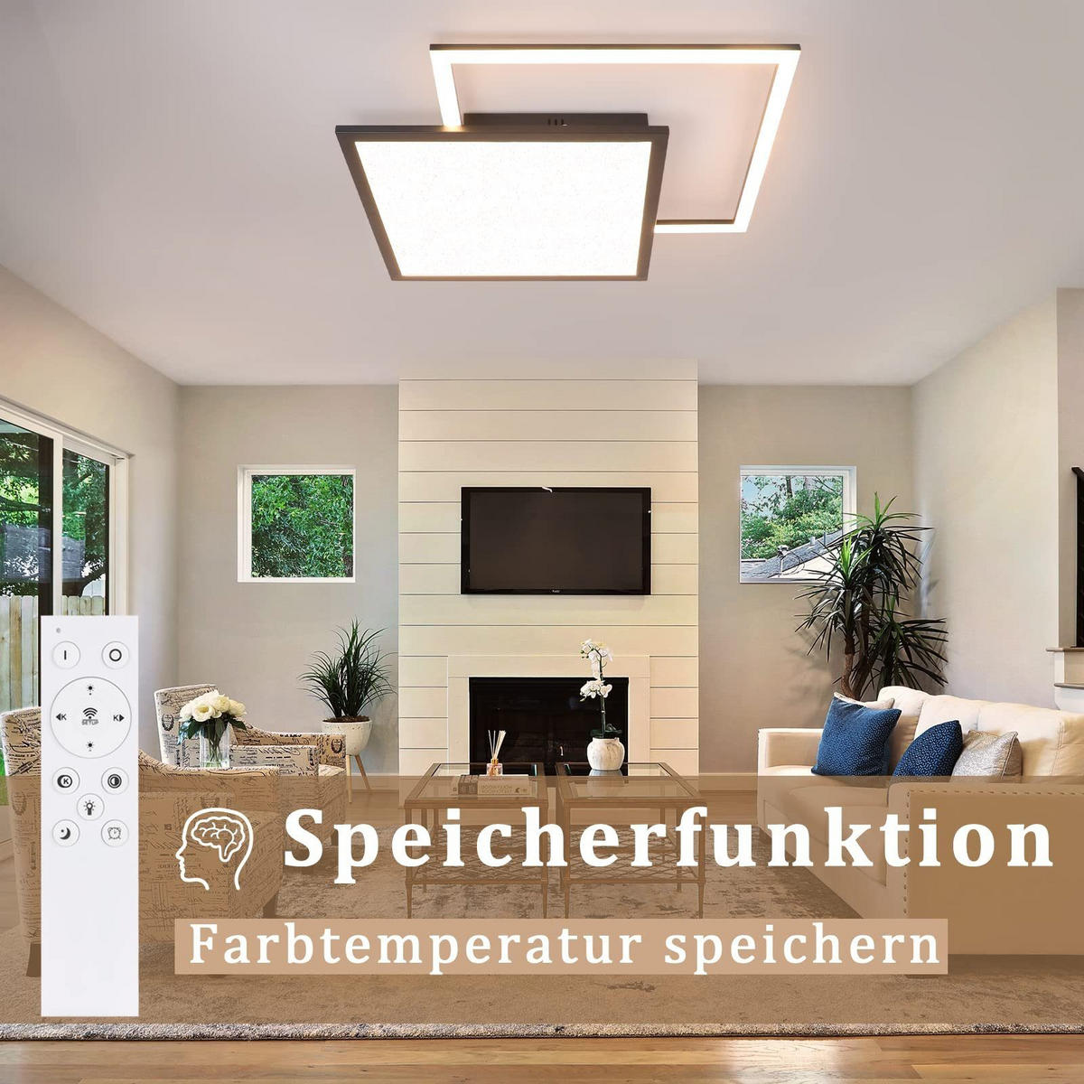 LED-DECKENLEUCHTE Zelmar 53/53/4.5 cm - Schwarz, Kunststoff (53/53/4.5cm) - ZMH