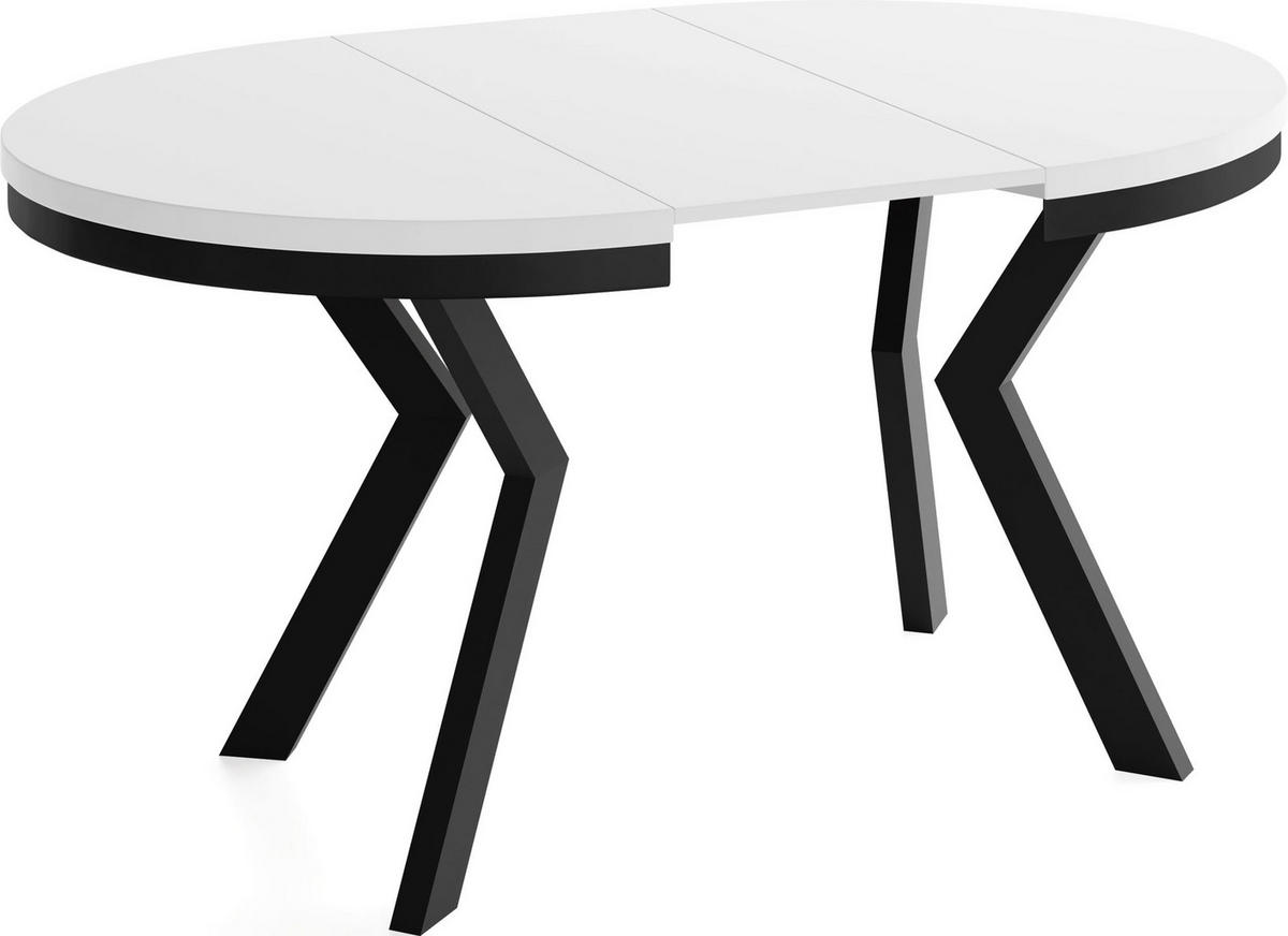 ESSTISCH Savio Neo rund ausziehbar verlängerbar, Weiß 80-130/80/77 cm - Schwarz/Weiß, Holz/Holzwerkstoff (80/130/77cm) - WFL GROUP