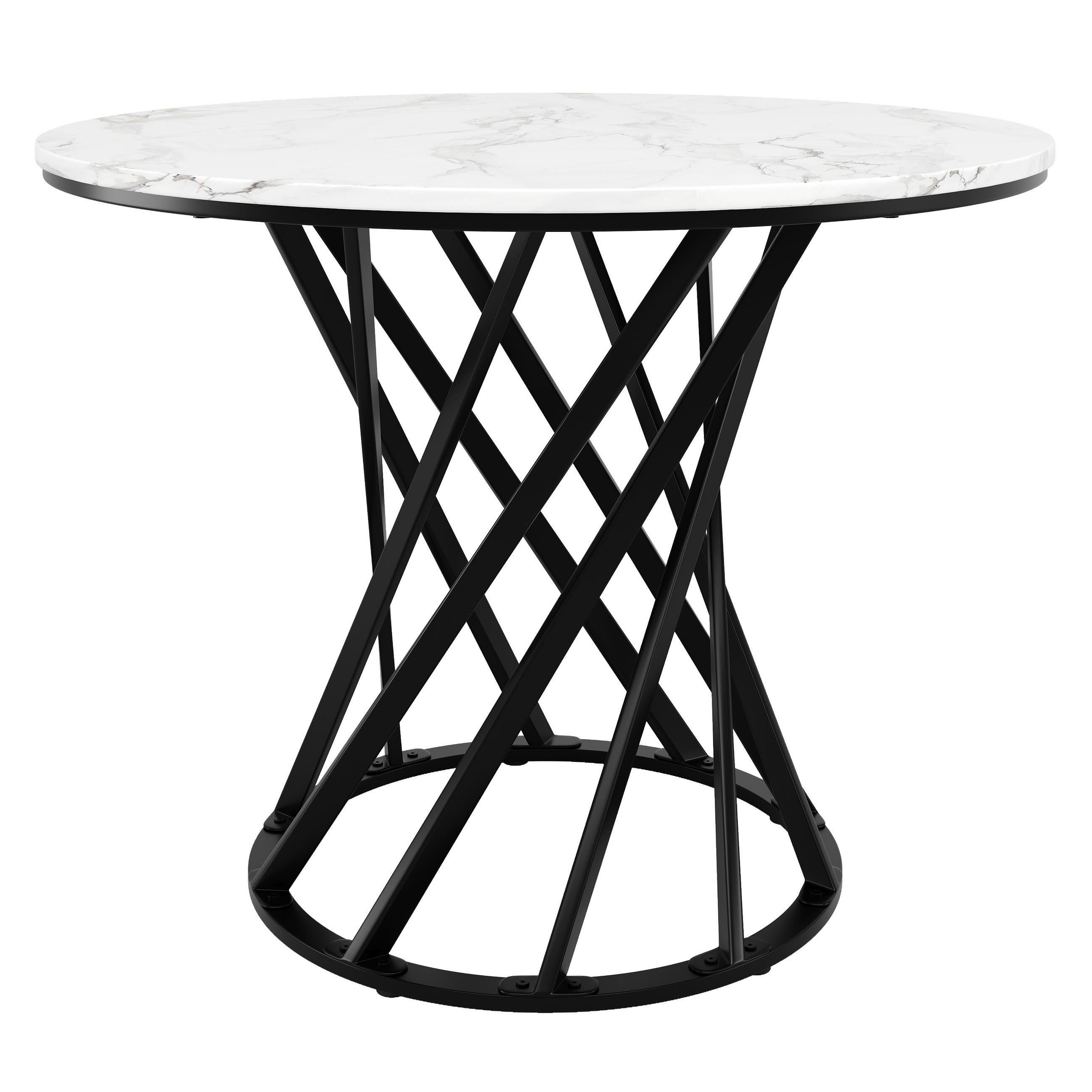 ESSTISCH Marmoroptik Weiß/Schwarz 80/80/76 cm - Schwarz, Holz (80/80/76cm) - PANGIVO