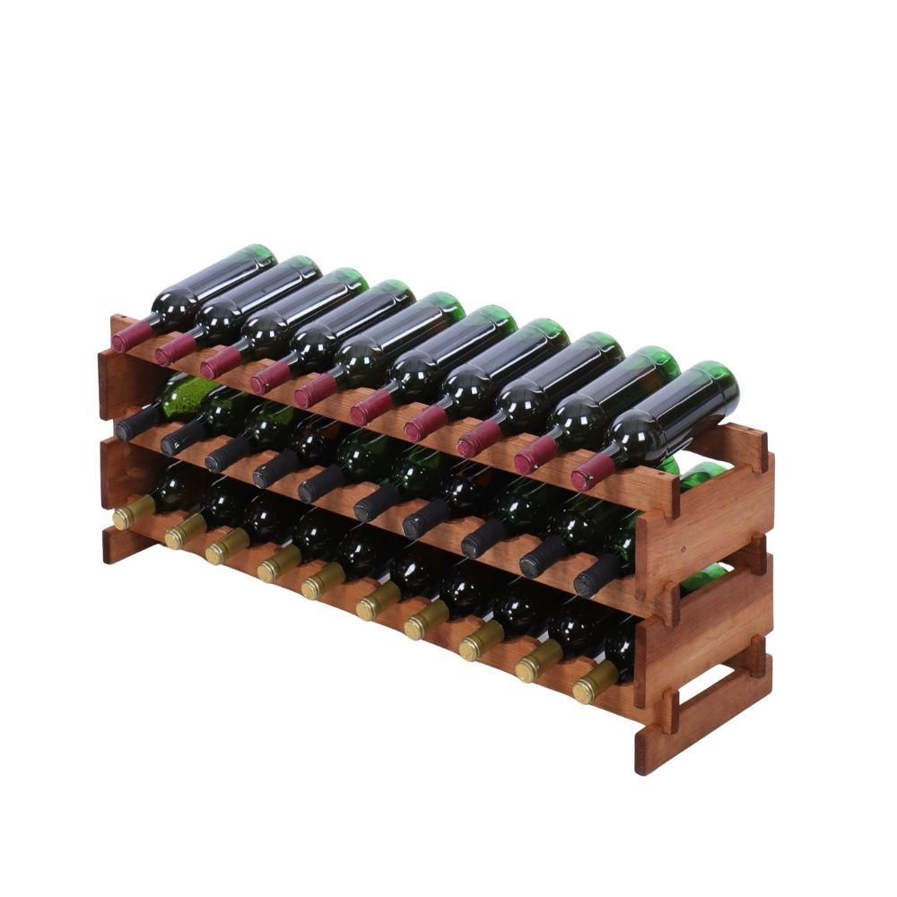 WEINREGAL VINOTECA FLEX PRO HxBxT 37x103x28cm 30 Flaschen auf 3 Ebene Braun geölt - Braun, Holz (103/37/28cm) - PROREGAL