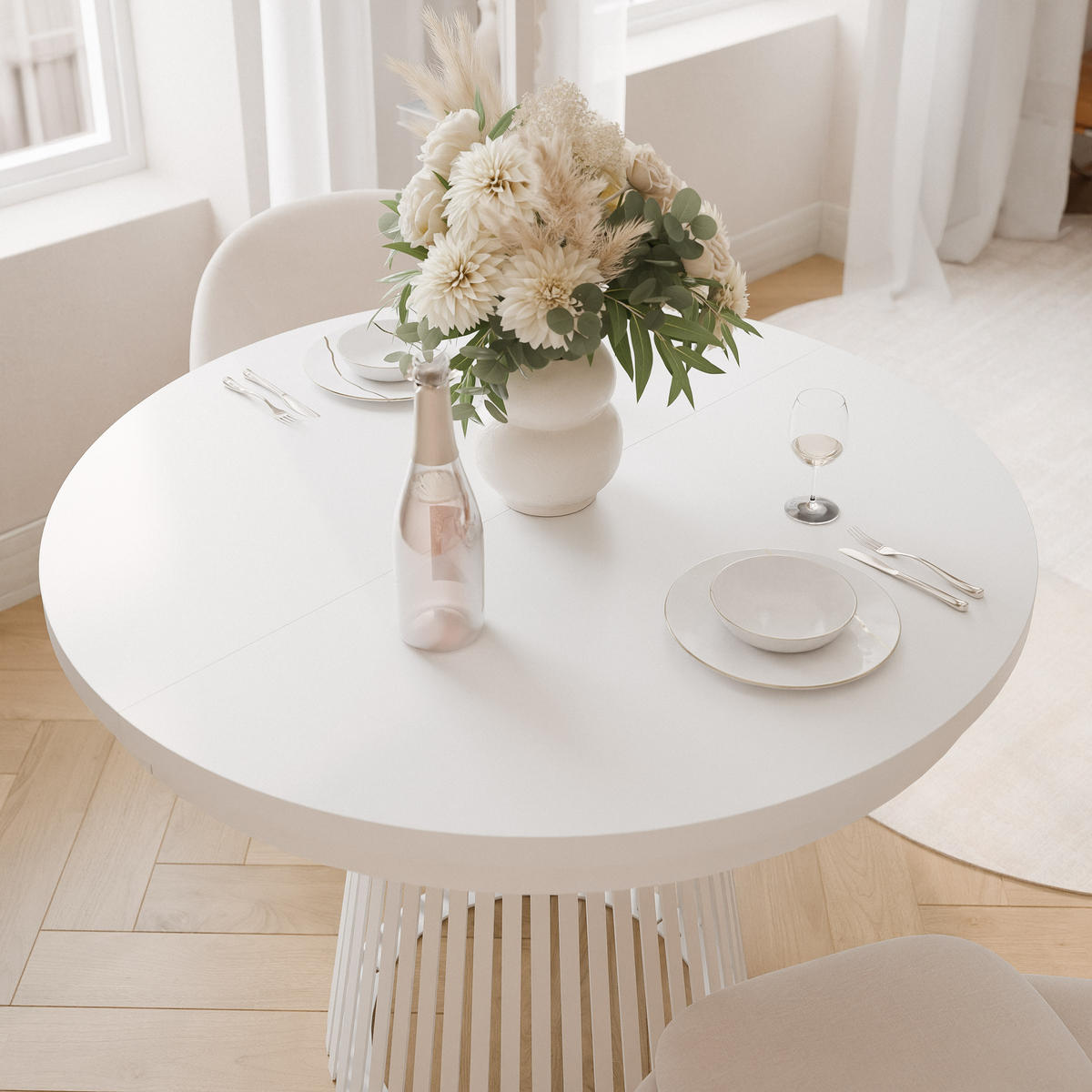 AUSZIEHTISCH AUREA 100-180/75 cm, Weiß - Weiß, Holzwerkstoff/Metall (100/100/75cm) - Idohome
