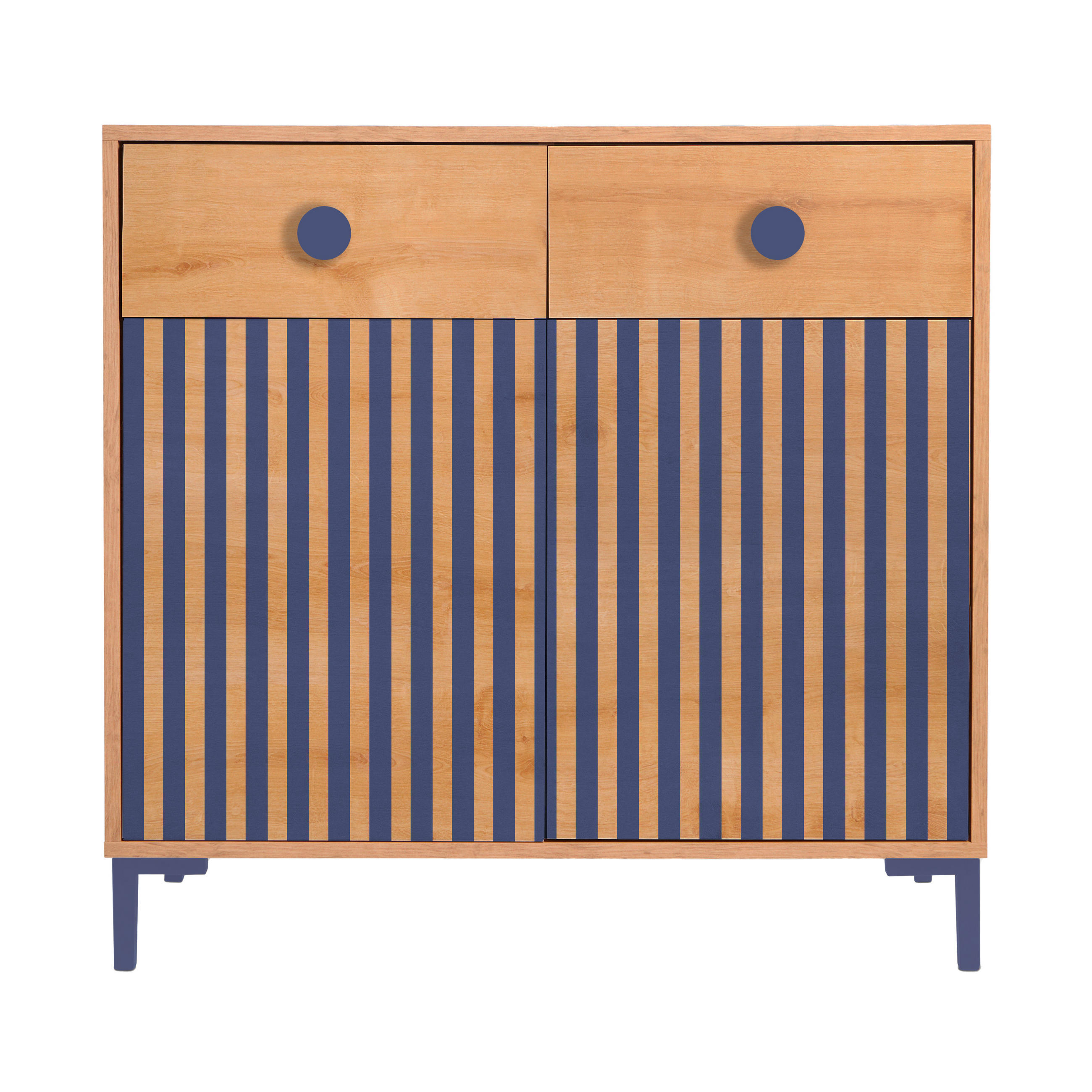RNT By Really Nice Things Kommode Blau, Eiche Artisan 90x85x45 cm