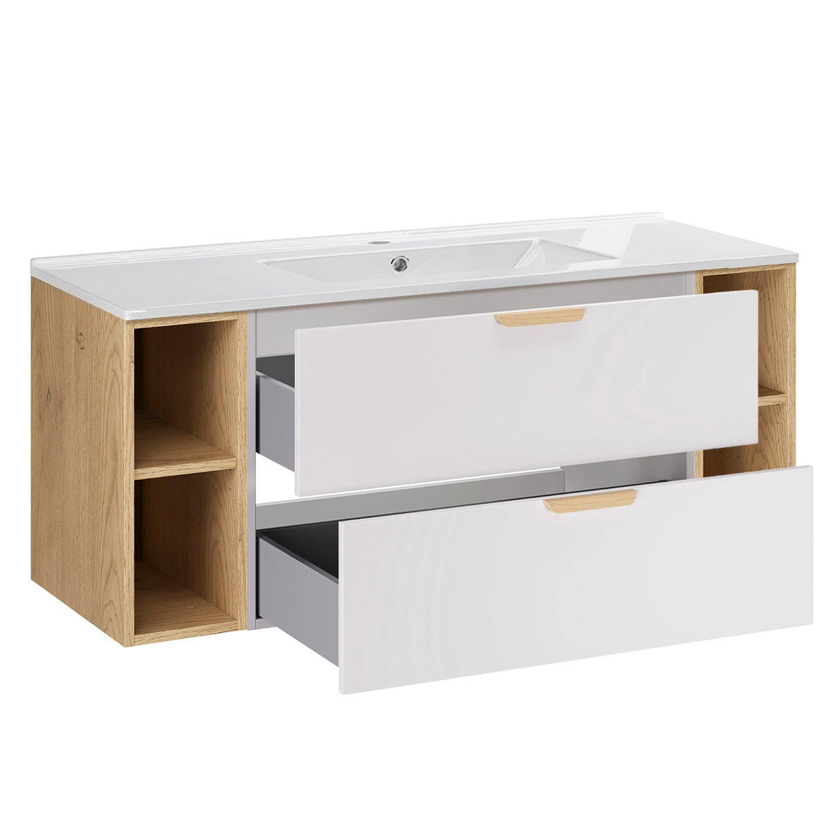 BADMÖBEL 121cm Oria 2er-Set Weiß - Weiß, Holzwerkstoff (121/50/46.5cm) - Petits-meubles