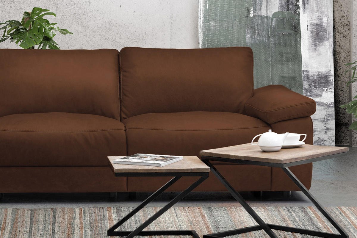 ECKSOFA XL MOTOR. RELAXFUNKTION LOLA Braun Leder - Dunkelbraun/Schwarz, Leder (304/178cm) - KAWOLA