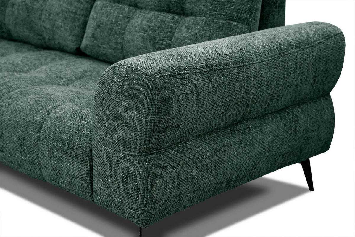 ECKSOFA SALVINI 5-Sitzer, smaragdgrün - Smaragdgrün/Schwarz, Holzwerkstoff/Textil (158/292cm) - Courtois Laville