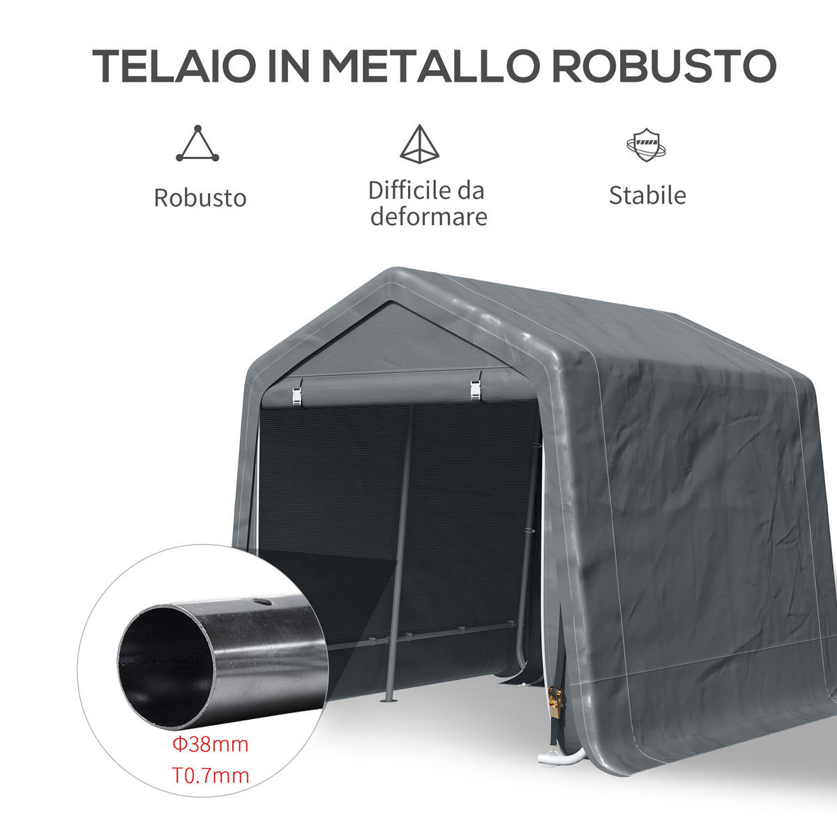 CARPORT Dunkelgrau 1 Stück - Dunkelgrau, Kunststoff/Metall (200/202/240cm) - GiPP
