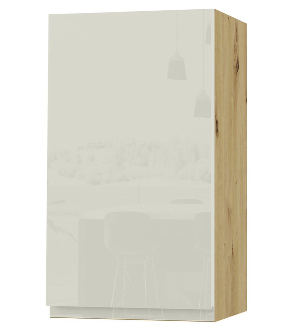 HÄNGESCHRANK Florence W2/40 Eiche Artisan / RAL 1013 perlweiß HG 40 / 32,5 / 72cm - Türanschlag links - Weiß Hochglanz/Eiche Artisan, Holz/Holzwerkstoff (40/72/32.5cm) - Feldmann-Wohnen