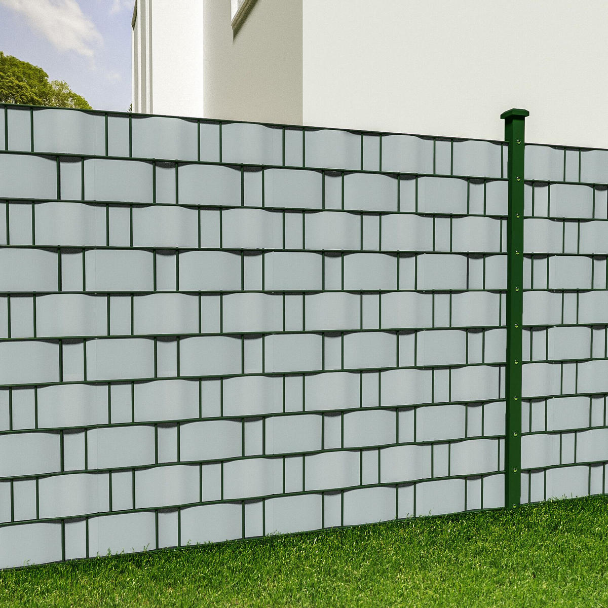 SICHTSCHUTZSTREIFEN ,leichte Montage, inklusive Befestigungsclips,hellgrau - Hellgrau, Kunststoff (3500/19cm) - tectake