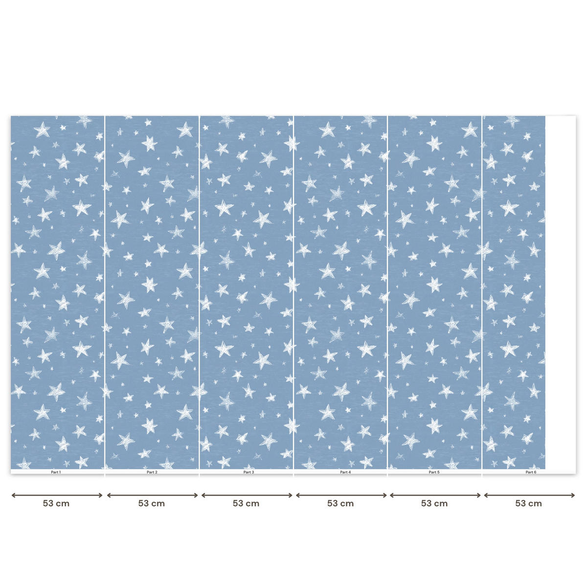 KINDERTAPETE - Sterne - Muster - Blau - 350x220 cm - Hellblau, Papier (350/220cm) - OnlyWow