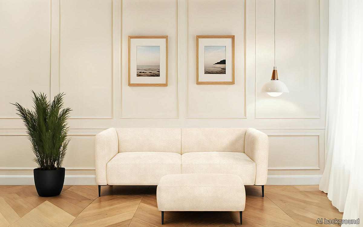 3-SITZER SOFA - Beige/Schwarz, Textil/Metall (205/74/88cm) - home24