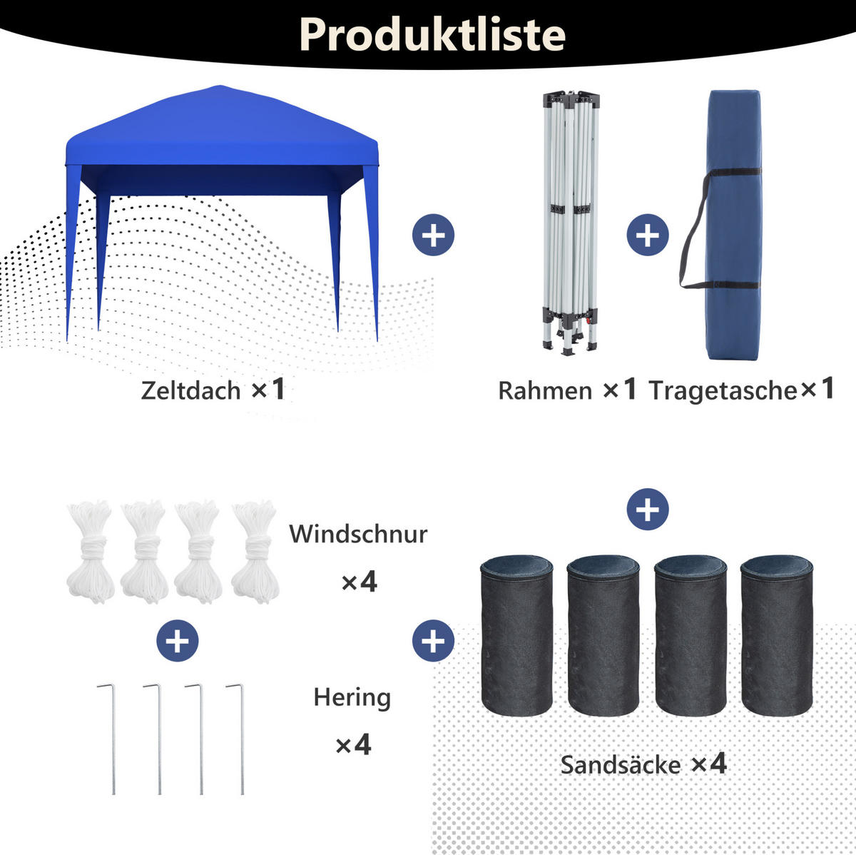 PAVILLON 313/313 cm höhenverstellbar, faltbar mit wasserabweisendem UV-Schutzdach und Tragetasche, Blau - Blau, Kunststoff (313/260/313cm) - Redom
