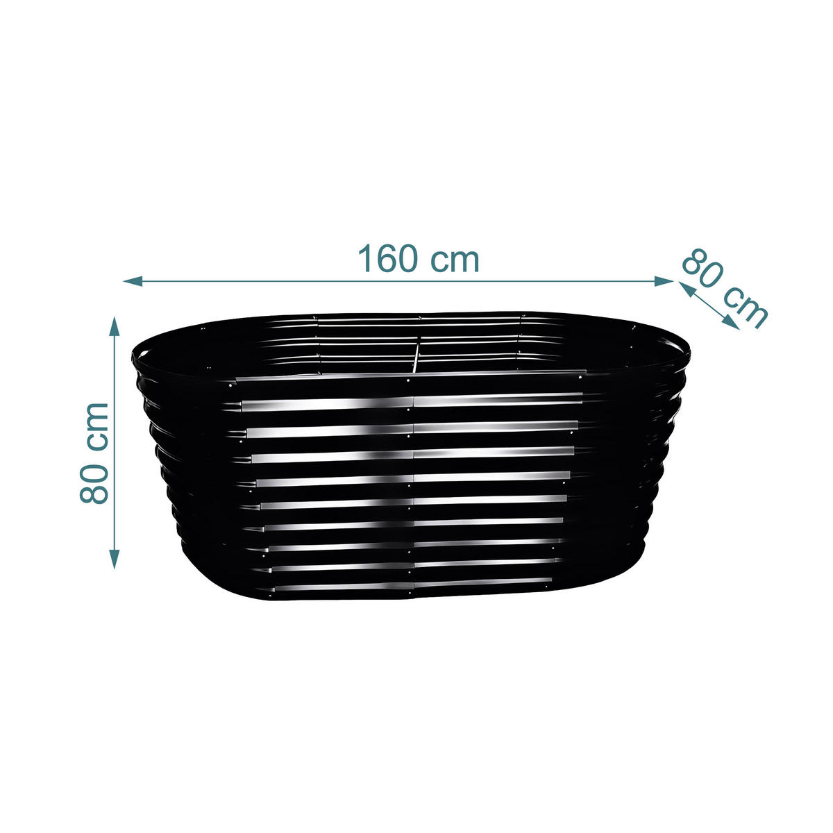 HOCHBEET - Schwarz, Metall (80/160/80cm) - Relaxdays