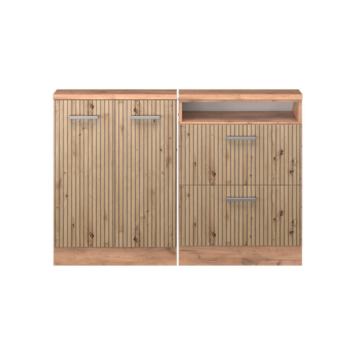 KUCHYŇSKÁ SKŘÍŇKA POD ŠIKMOU STŘECHU R-Line Dub Artisan / dub Goldkraft - medově dubová/dub artisan, kompozitní dřevo (120/81.6/46cm) - Vicco