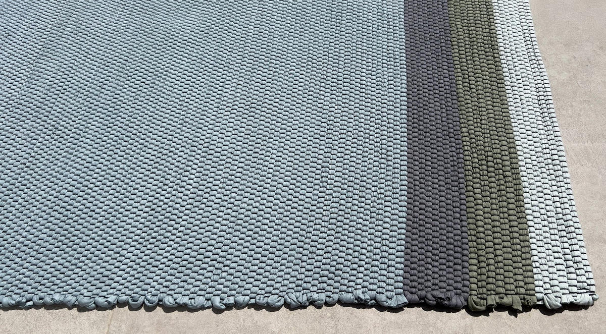 TEPPICH aus recycelter Baumwolle handgewebt blau - Blau, Naturmaterialien (120/170cm) - AFK Living