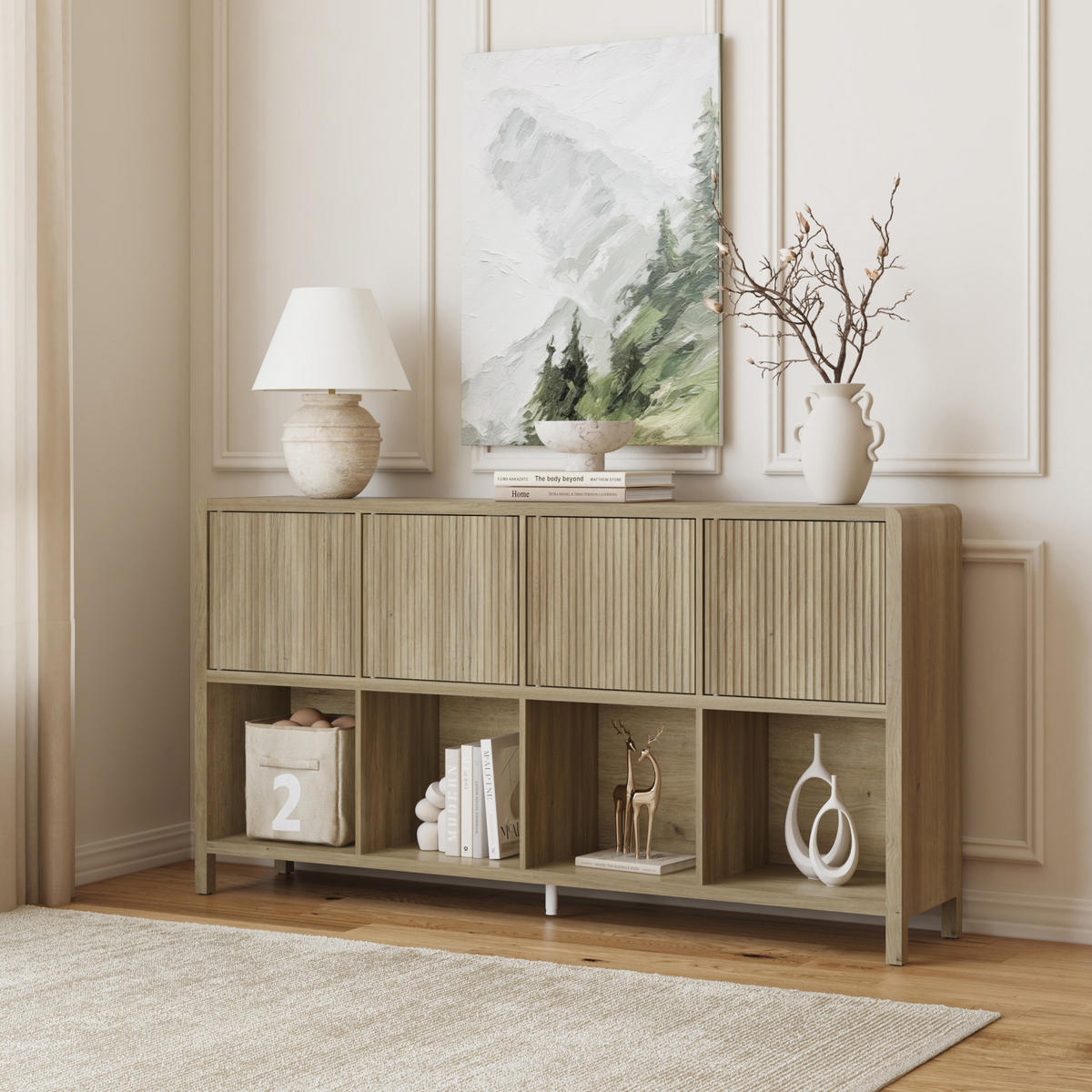 KOMODA Lukkodso - barva starého dubu, kompozitní dřevo (145/76.5/30cm) - [en.casa]