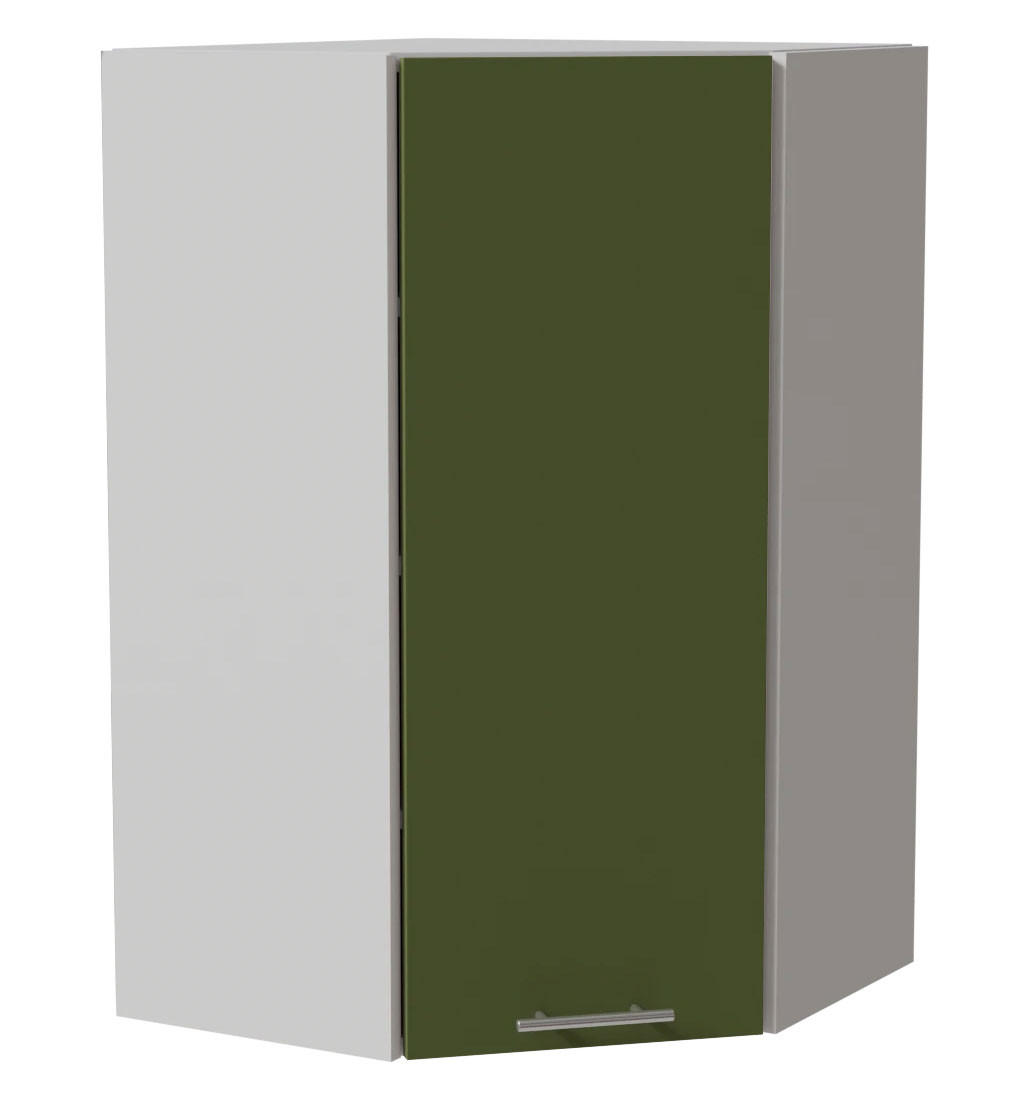 ECKHÄNGESCHRANK Brerra RAL 6025 farngrün Matt / Weiß Matt 60 / 60 / 96cm - Weiß/Grün, Holz/Holzwerkstoff (60/96/60cm) - Feldmann-Wohnen