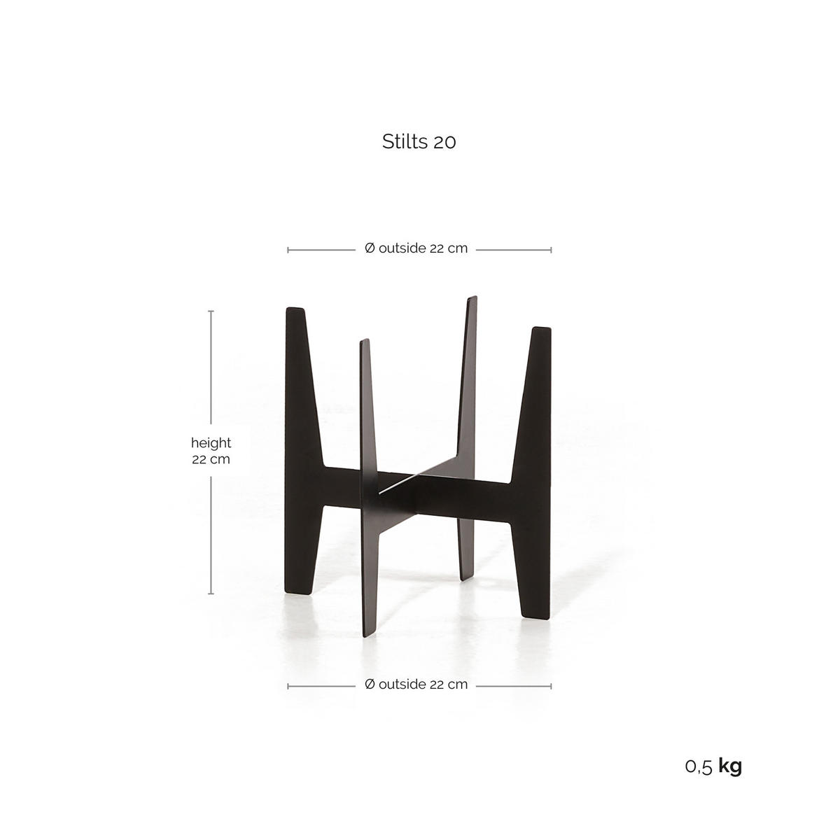 STELZEN für Blumentöpfe 22/22 cm Schwarz - Schwarz, Kunststoff (22/22cm) - Ecopots