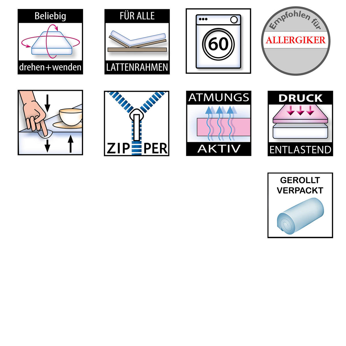 KALTSCHAUMTOPPER, abnehmbarer Bezug, Größe: 80x220 - Weiß, Textil (80/220cm) - Betten-ABC