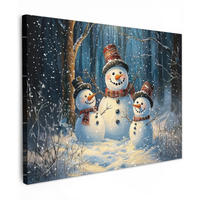 LEINWANDBILD Schneemann - Schnee - Winter - Wald 40x30 cm - Hellblau, Textil (40/30cm) - MuchoWow