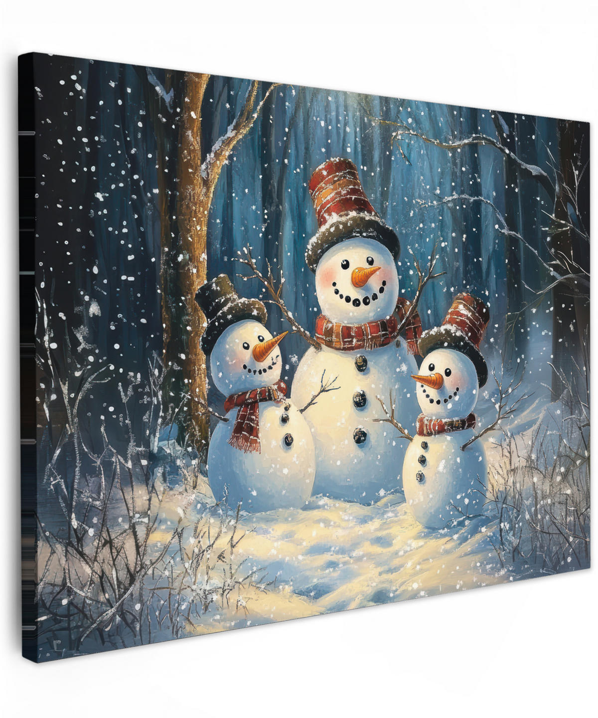 LEINWANDBILD Schneemann - Schnee - Winter - Wald 40x30 cm - Hellblau, Textil (40/30cm) - MuchoWow