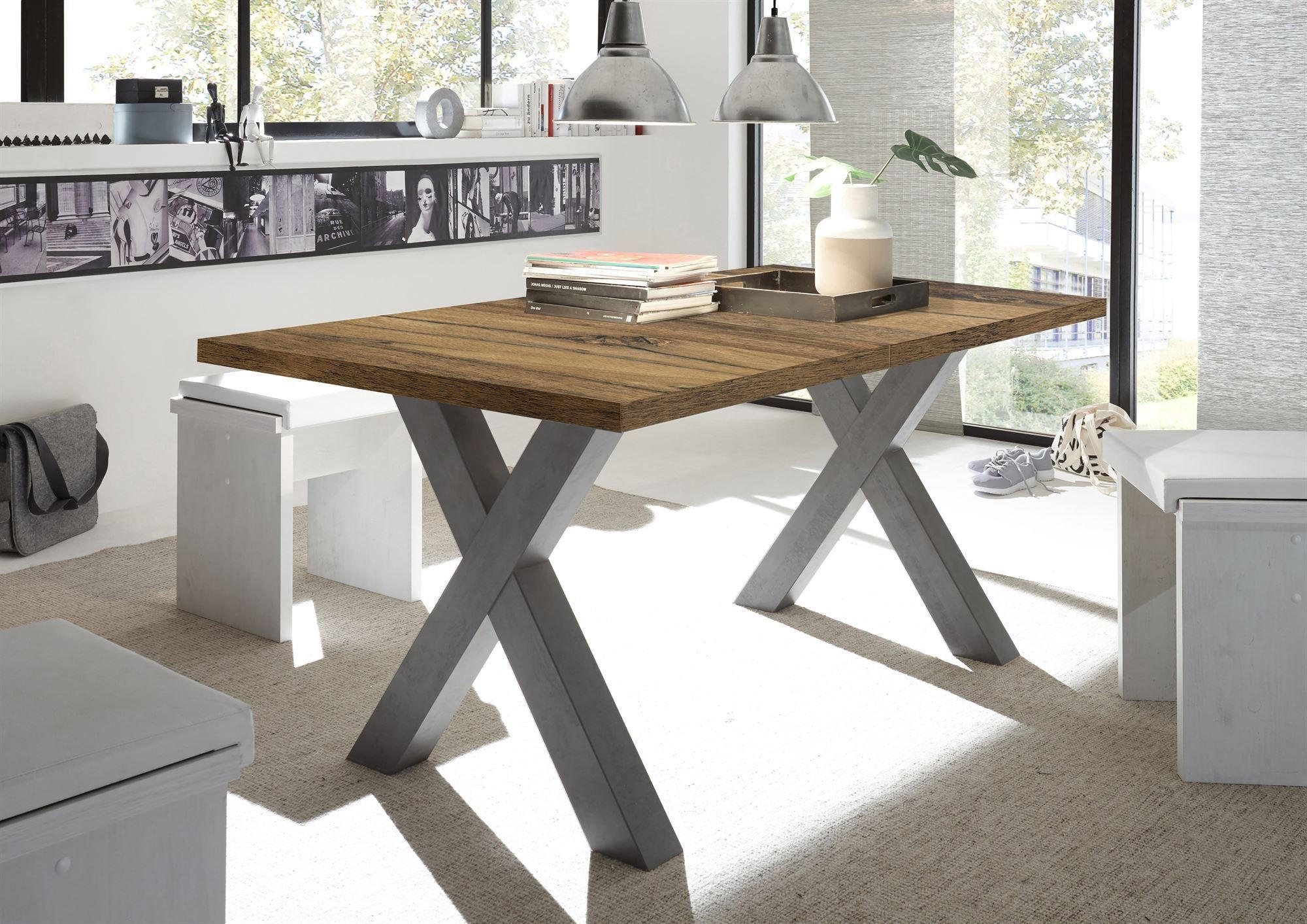 ESSTISCH ausziehbar Eike 3 140 x 90 x 75 Esszimmertisch Graphit/Plankeneiche - Eichefarben, Holz (140/90/75cm) - 58aufmkessel