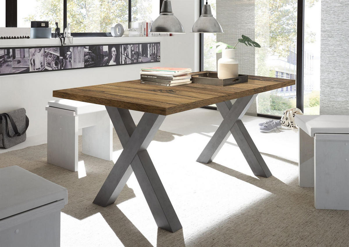 ESSTISCH ausziehbar Eike 3 140 x 90 x 75 Esszimmertisch Graphit/Plankeneiche - Eichefarben, Holz (140/90/75cm) - 58aufmkessel