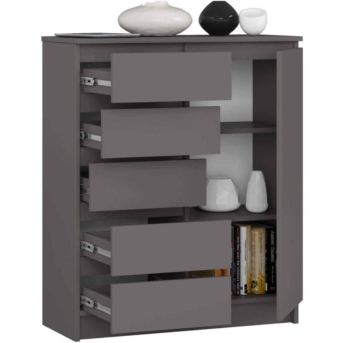 KOMMODE Graphit Grau 97/80/35 - Graphitfarben, Holzwerkstoff (80/97/35cm) - RAUMHIRSCH FURNITURE