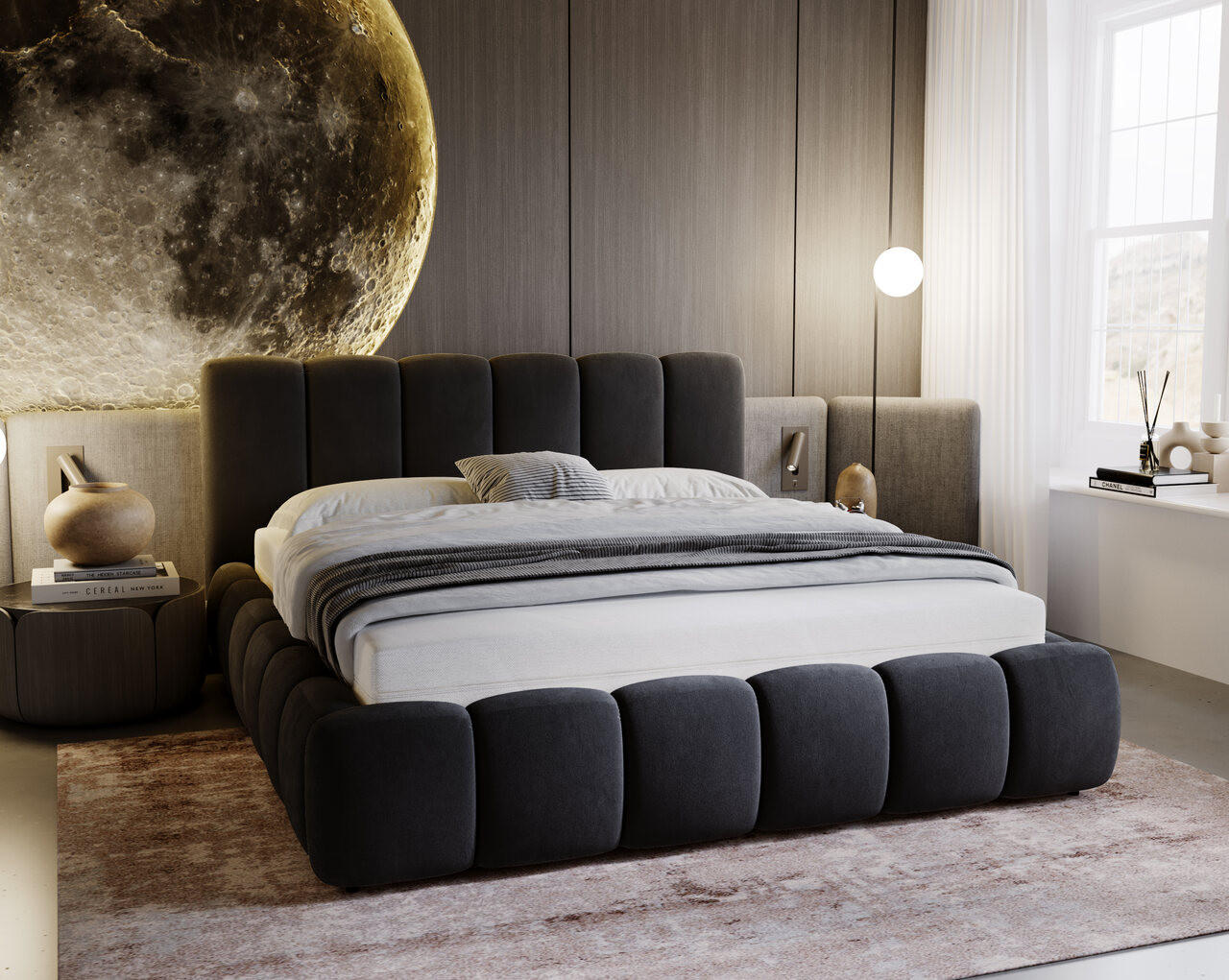 POLSTERBETT Cloud 200x200 Anthracite - Anthrazit, Textil (200/200cm) - Graingold
