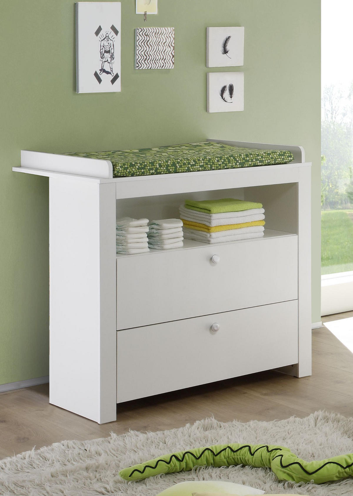 WICKELKOMMODE weiß Babymöbel Wickeltisch 96 x 111 cm - Silberfarben/Weiß, Holzwerkstoff/Kunststoff (96/104/69cm) - Top.Furn