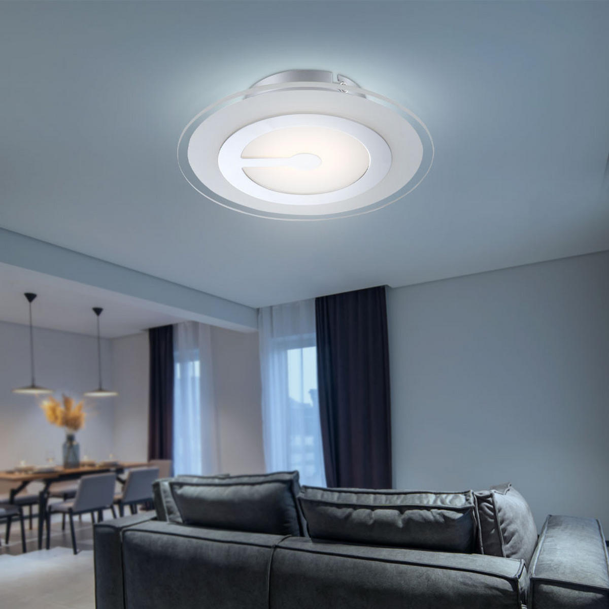 LED DECKENLEUCHTE Glas Chrom Weiß - Weiß, Glas (23/23/5.7cm) - Globo Lighting