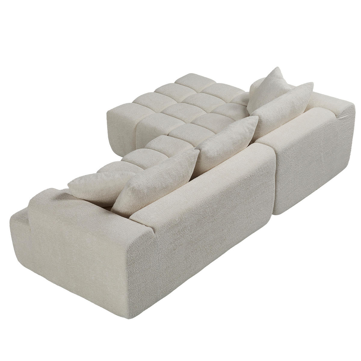 ECKSOFA L-Form 3-Sitzer in Weiß aus Samt mit linker Chaiselongue - Weiß, Textil (250/160cm) - CHICFURN